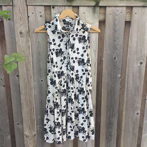 Topshop black & white floral dress tunic - size 4
